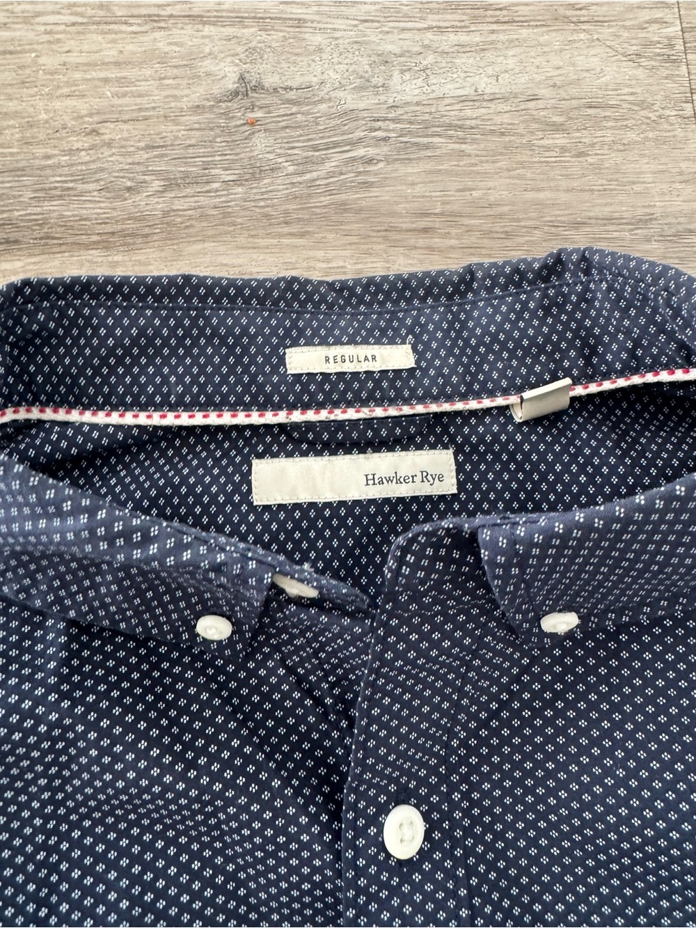 Navy Micro-Pattern Button-Down Dress Shirt - Picture 2 of 2
